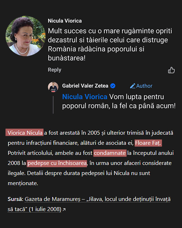 Viorica Nicula – soacra lui Gabriel Zetea (PSD)